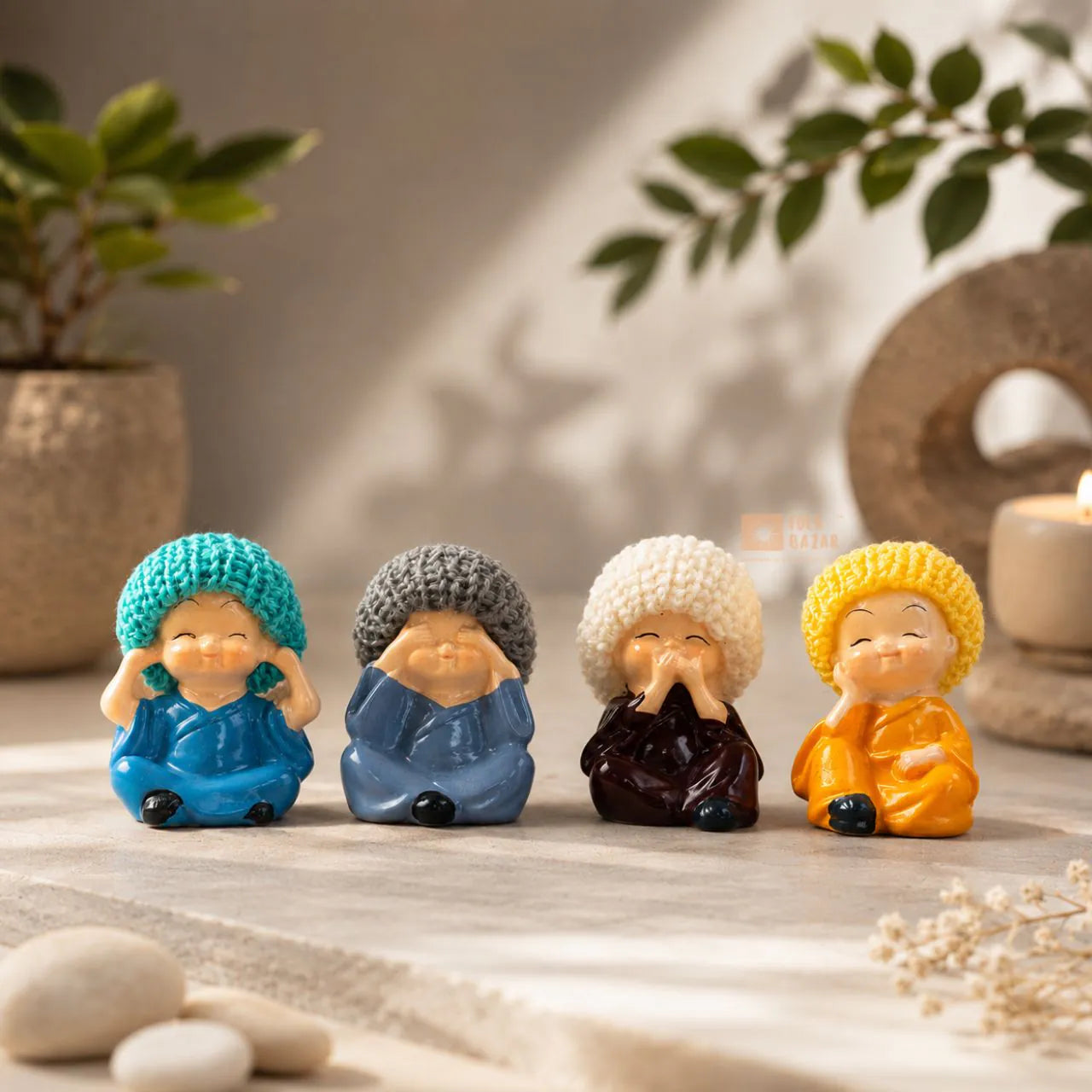 Set of 4 Monk Figures